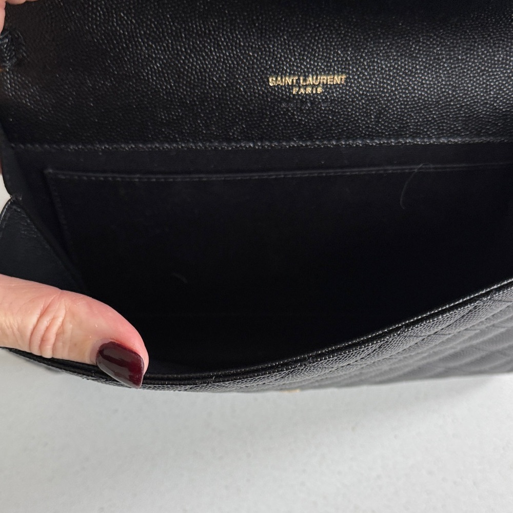 Saint Laurent Black Quilted Clutch with Gold Logo - Picture 4 of 5